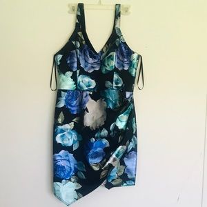 BCX Navy blue floral midi dress